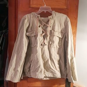 Free People Bell Sleeve Tie Front Utility Jacket